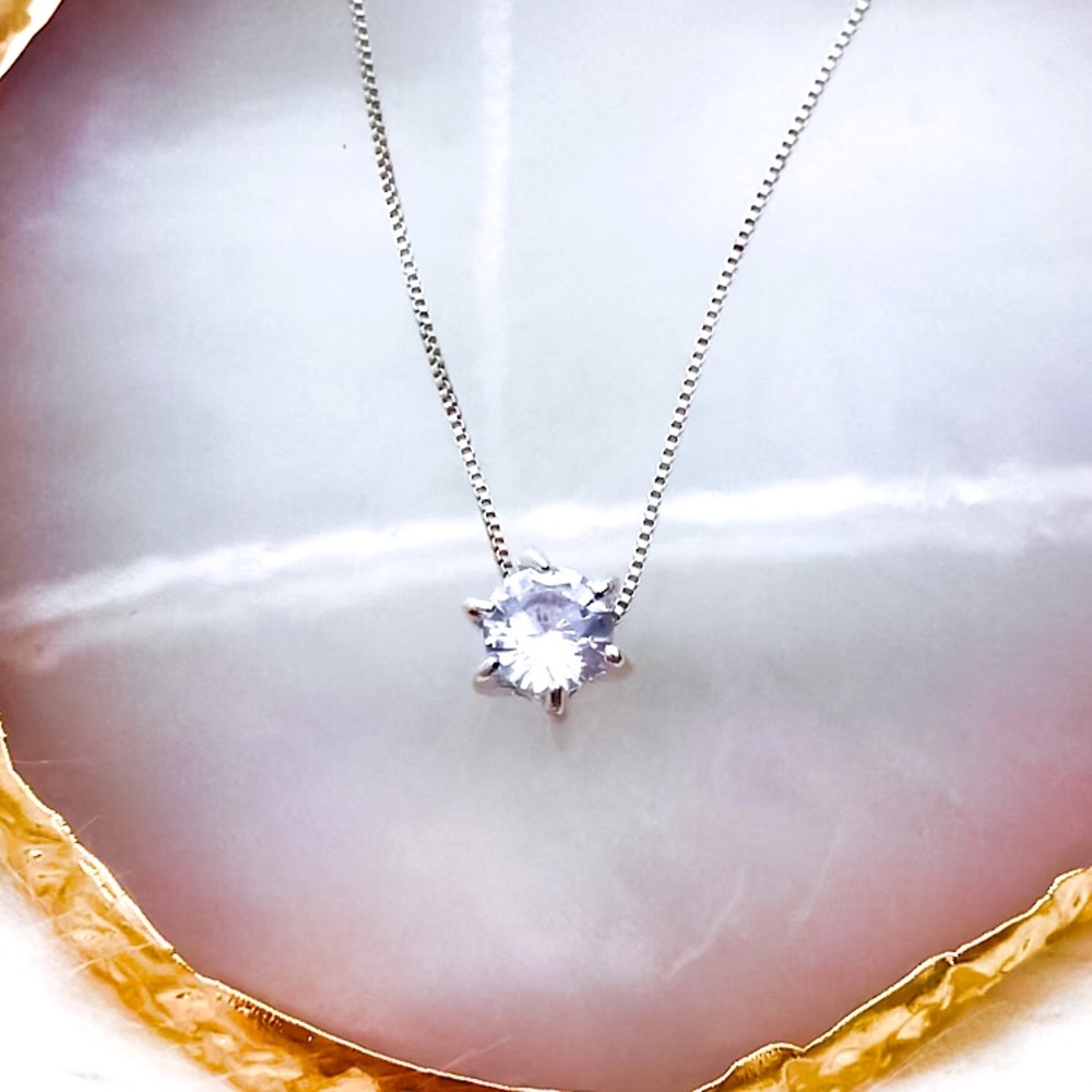🧡10/$45🧡NEW CZ Silver Round Charm Dainty Necklace